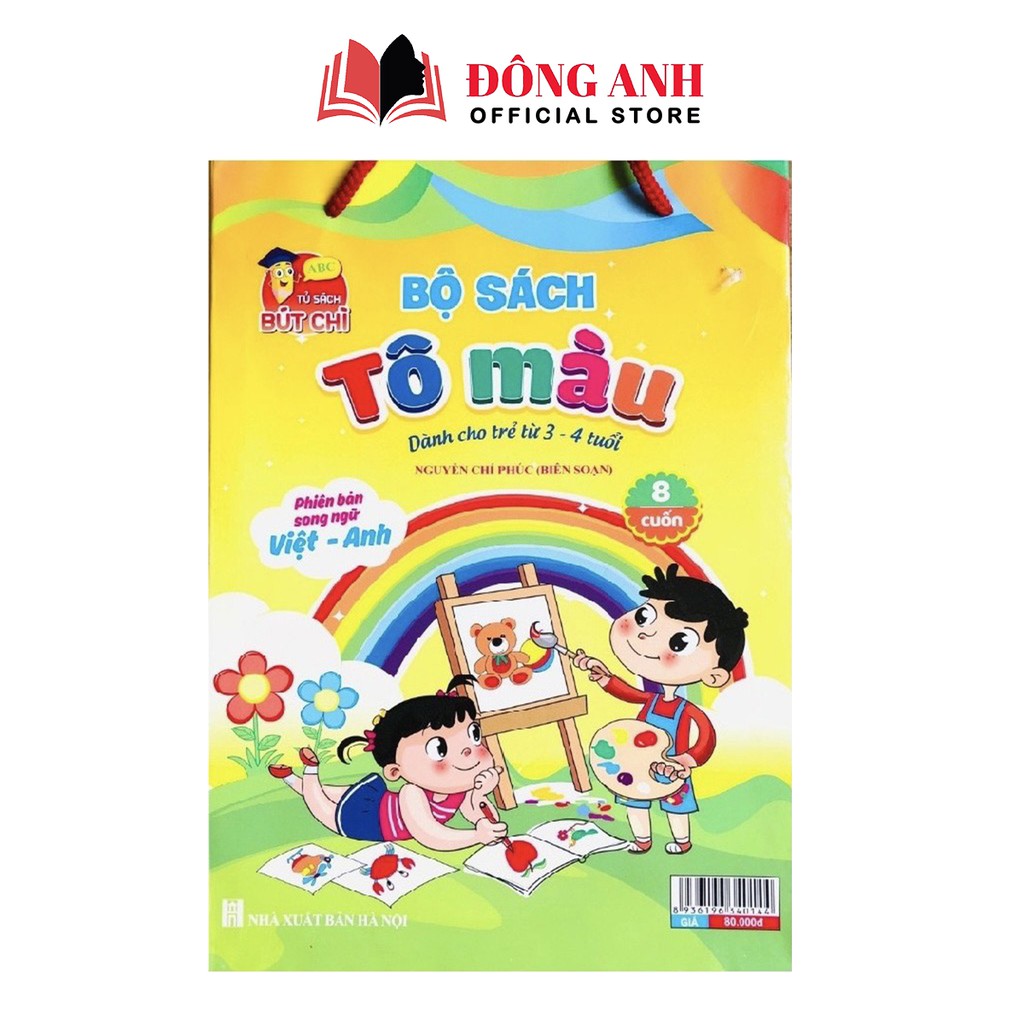 Sách - Combo 8 cuốn Bé tô màu nhiều chủ đề song ngữ Việt Anh cho trẻ từ 3-4 tuổi