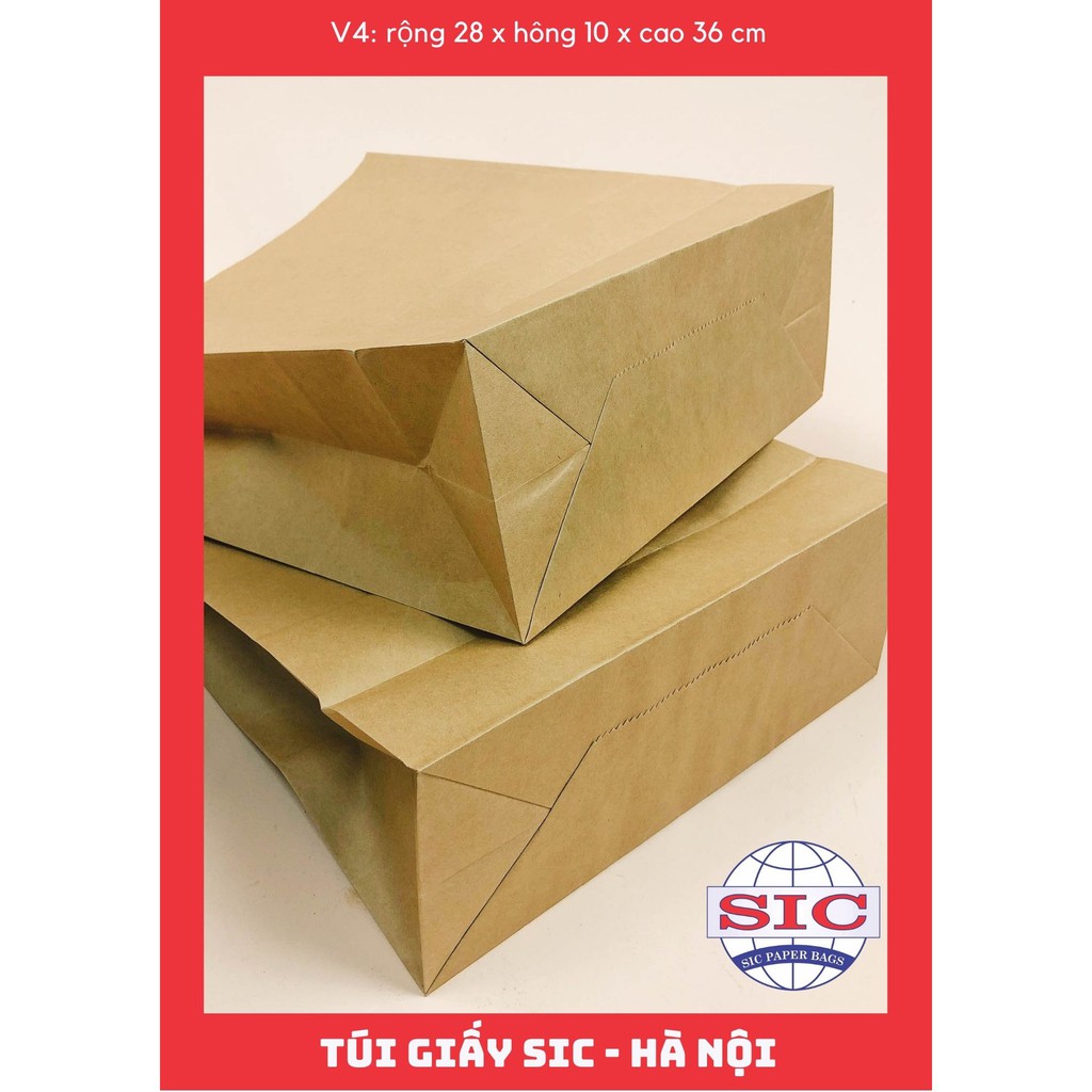 [SET 15 CHIẾC] TÚI GIẤY KRAFT XI MĂNG V4: 28x10x36 KHÔNG QUAI ( ẢNH THẬT)