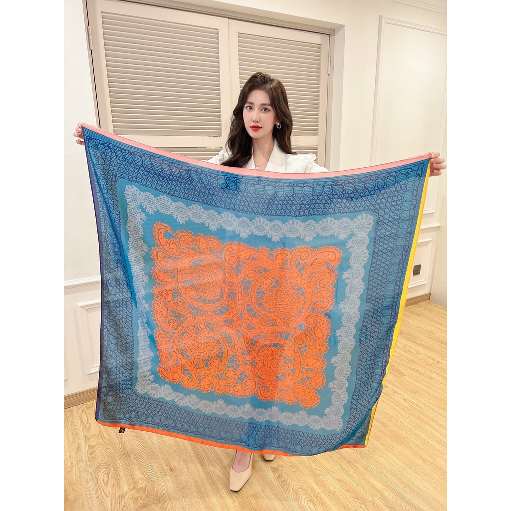 Khăn Choàng Lụa Cỡ Lớn In Họa Tiết Thời Trang Đi Biển WJ1014-72 Kích Thước 110x110cm