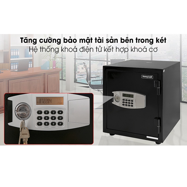 Két sắt khoá điện tử chống cháy chống nước chống cạy phá Honeywell 2115  ( Mỹ ) bảo hành 2 năm