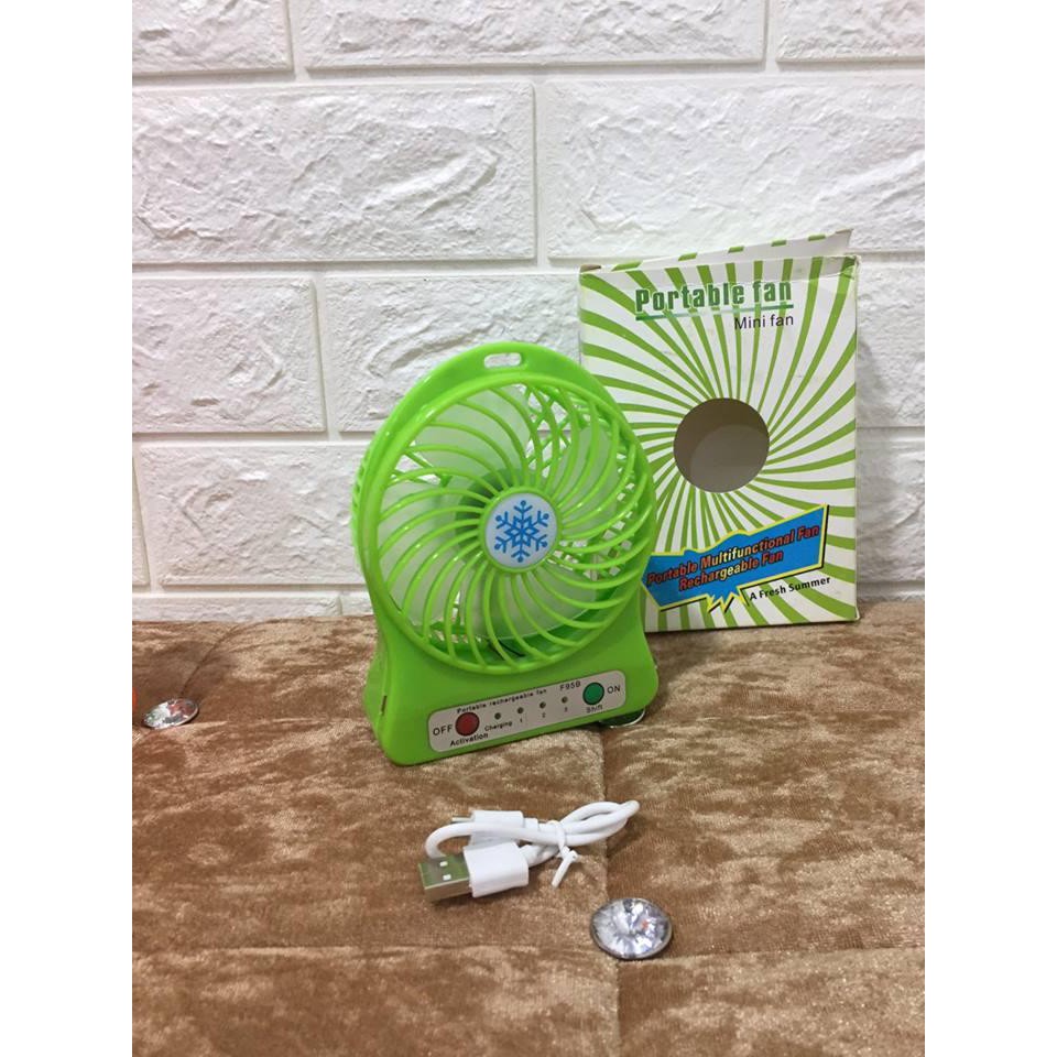 Quạt sạc tích điện mini 3 tốc độ gió tặng kèm 1 pin + 1 dây cáp sạc Store4girls