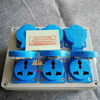 Bộ Chia Nguồn Điện Chống Nước Dùng Ngoài Trời - 10A - 6 Ổ - Cắm Được Phích Chân Tròn và Dẹt