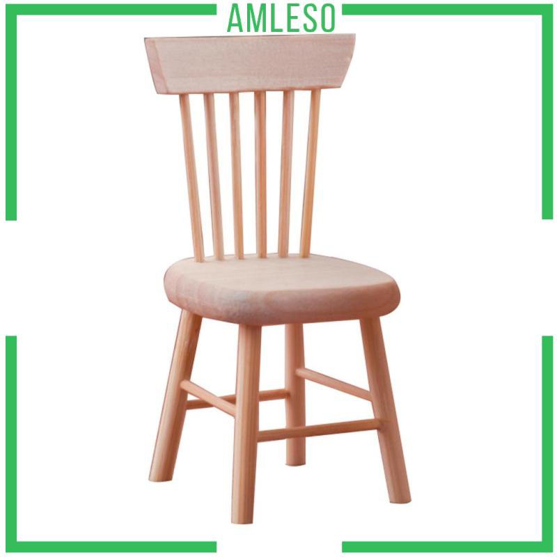 Mô hình ghế ngồi bàn ăn bằng gỗ không sơn thủ công trang trí nhà cửa