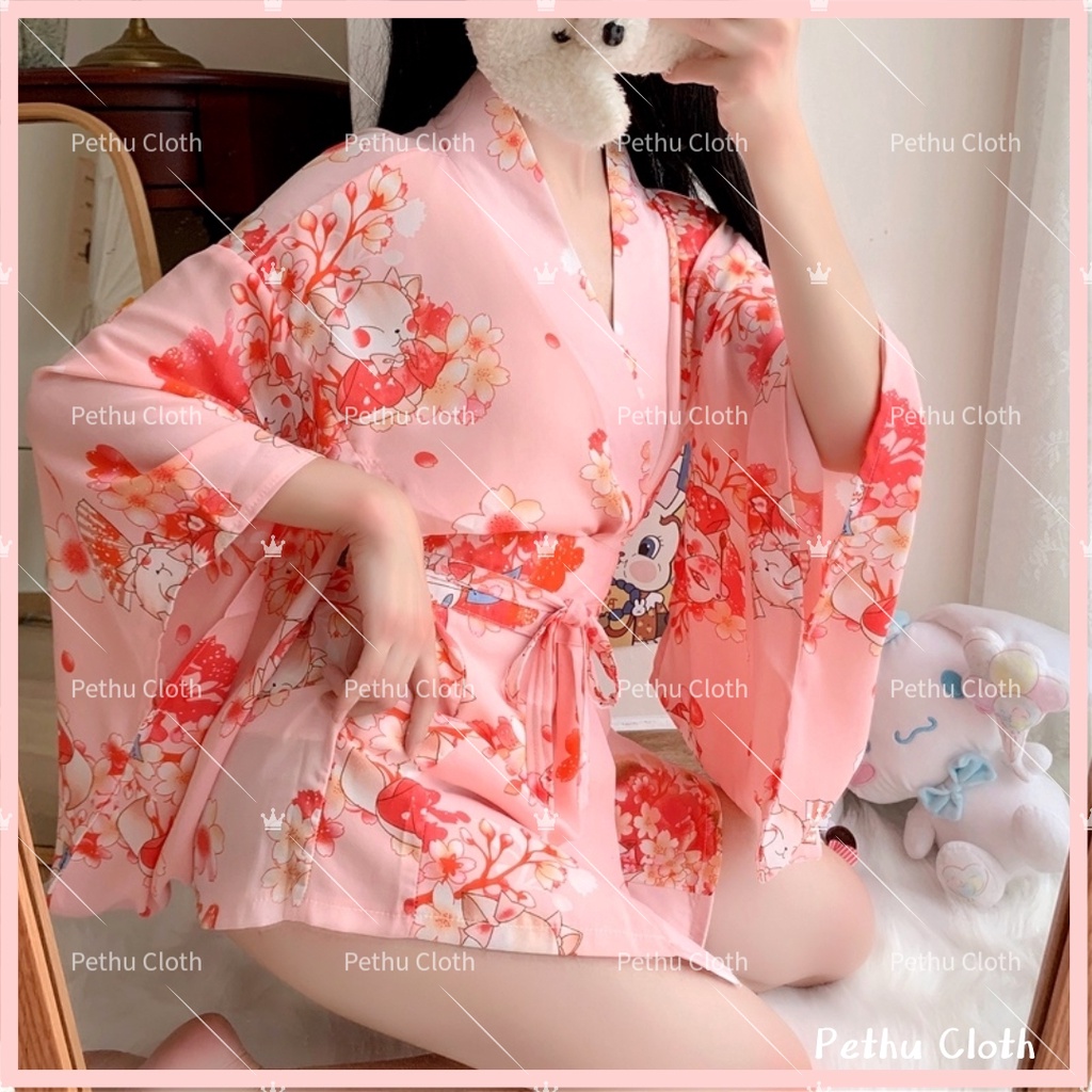 ❤️Hàng sẵn gửi ngay❤️Sexy đồ ngủ❤️Kimono Nhật bản❤️ Cute Choàng ngủ quyến rũ +Quần lót nữ--không Socks--cho 40-70kg--003