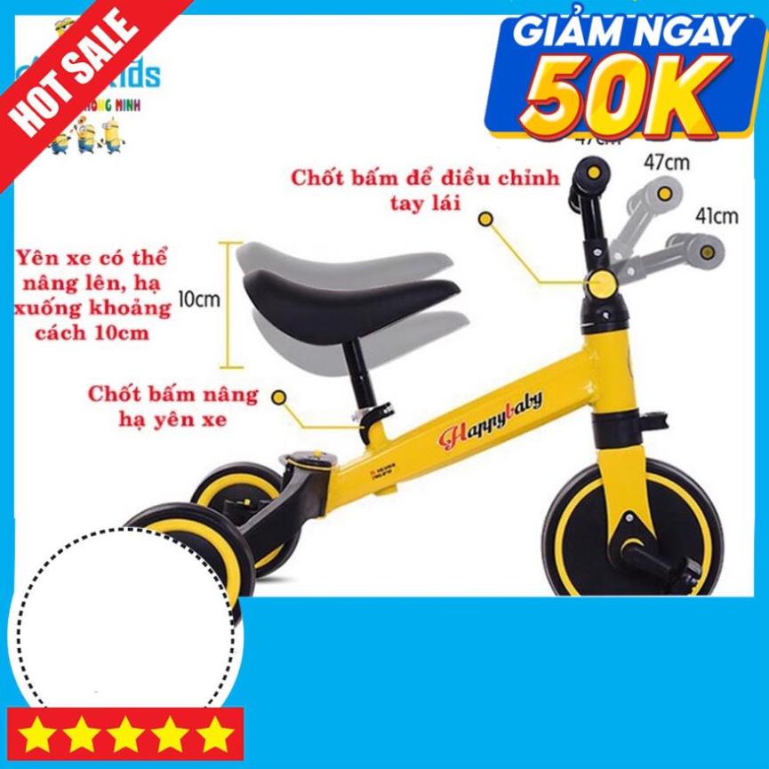 Xe Chòi Chân – 3 Bánh – Thăng Bằng HappyBaby – Sport Kết Hợp Xe Đạp Cho Bé (Đỏ – Trắng – Vàng) – Min Kids