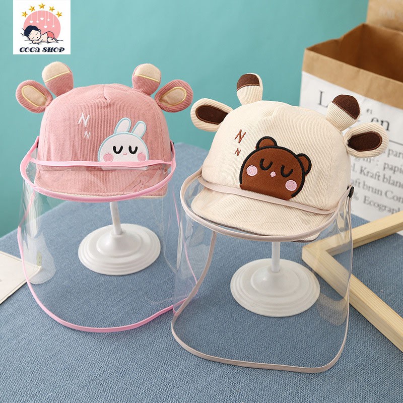Mũ Tai Hươu Hình Thỏ , Vịt , Gấu , Ếch  Chống Giọt Bắn Và Vi Khuẩn , Nón Chống Giọt Bắn Cho Bé Trai , Bé Gái