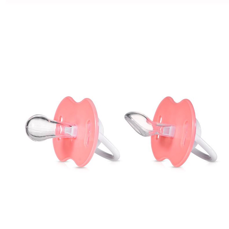 Set 2 Núm Ti Giả Silicon Kèm Hộp Đựng Vệ Sinh Tặng Dây Đeo Chống Rơi Cho Bé