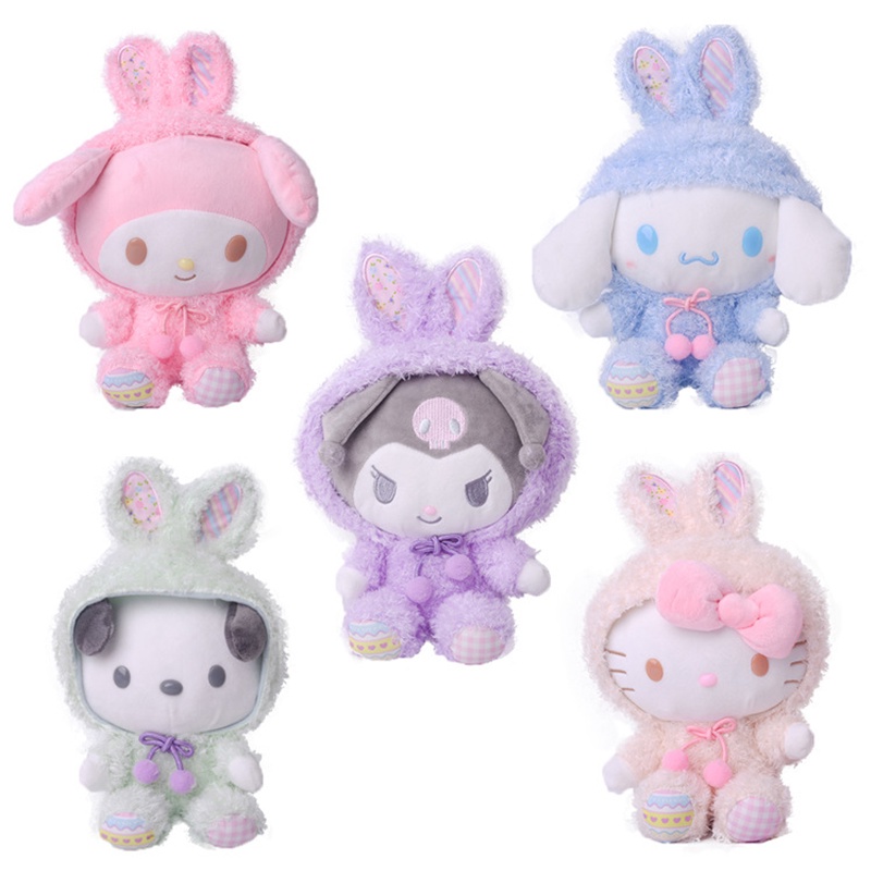 Búp bê nhồi bông Kuromi Melody Cinnamoroll Kitty phong cách lễ phục sinh 23cm/30cm treo trang trí/làm quà tặng