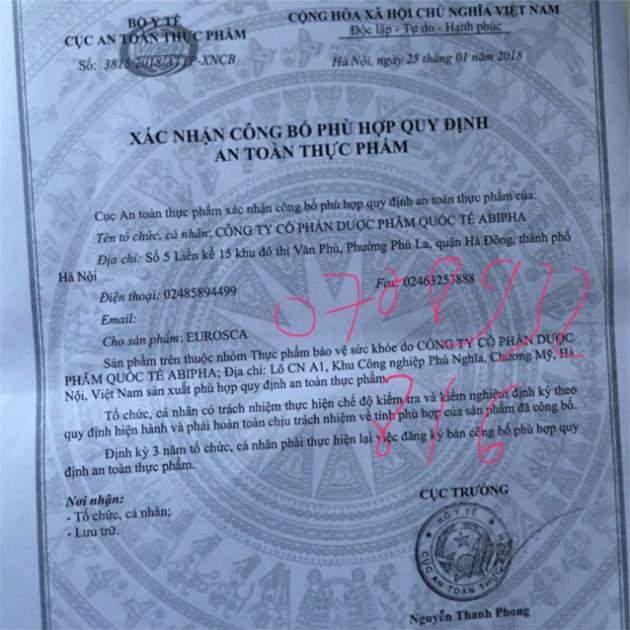 Eurosca, Eurosca Fort Abipha - Giảm ho, thông mũi, giảm triệu chứng đau họng, cảm lạnh