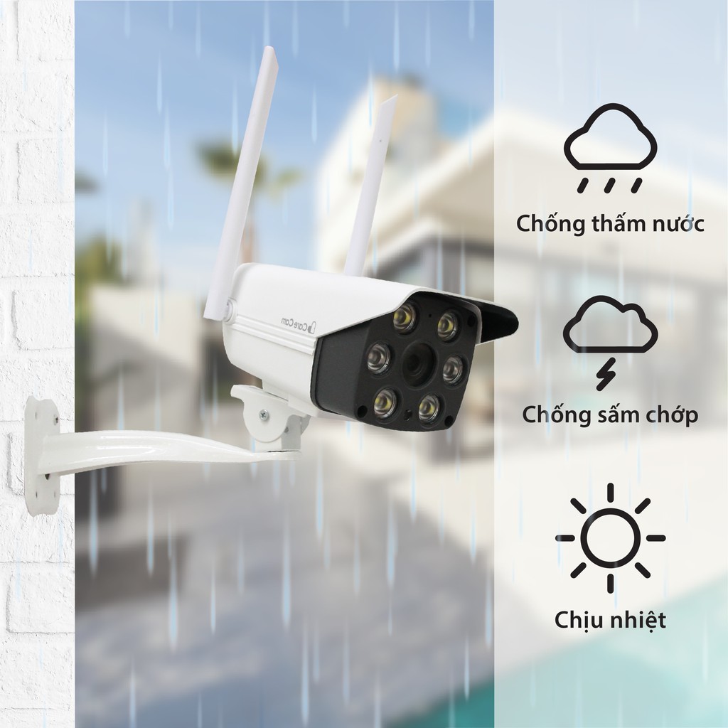 Camera wifi ngoài trời Carecam CV925M 2.0MP Full HD 1080P, xem 4 khung hình và xem đêm có màu.