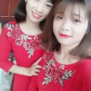 Áo dài đính hoa và ngọc( hình thật)