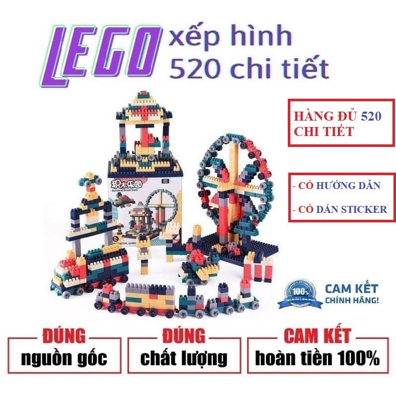 BỘ LEGO GHÉP HÌNH 520 CHI TIẾT SIÊU TRÍ TUỆ CHO BÉ YÊU - tongkhohuyhoang168