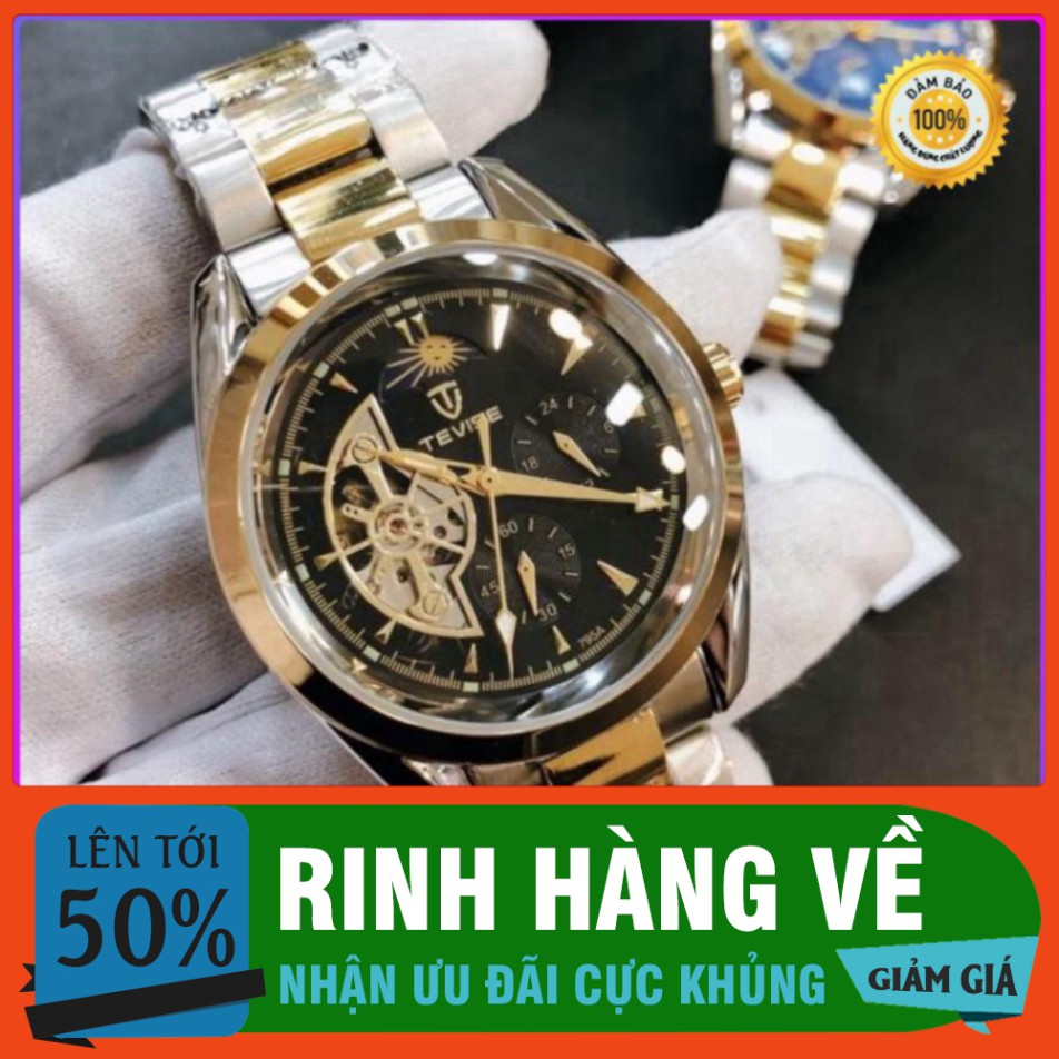 SIÊU SALE [Hàng xịn] Đồng hồ nam tevise chính hãng automatic 795A dây thép nguyên khối (tặng kèm hộp , phụ kiện thâu dây