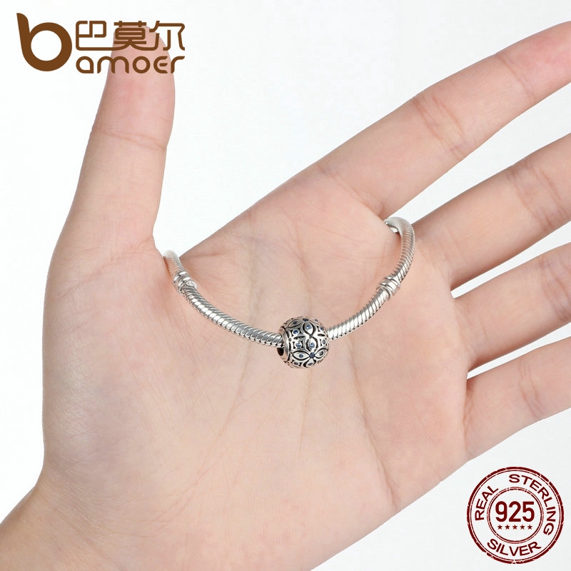 Hạt Xâu Bamoer SCC059 Bằng Chất Liệu Bạc 925 Đính Pha Lê Xanh Độc Đáo Xinh Xắn Cho Nữ