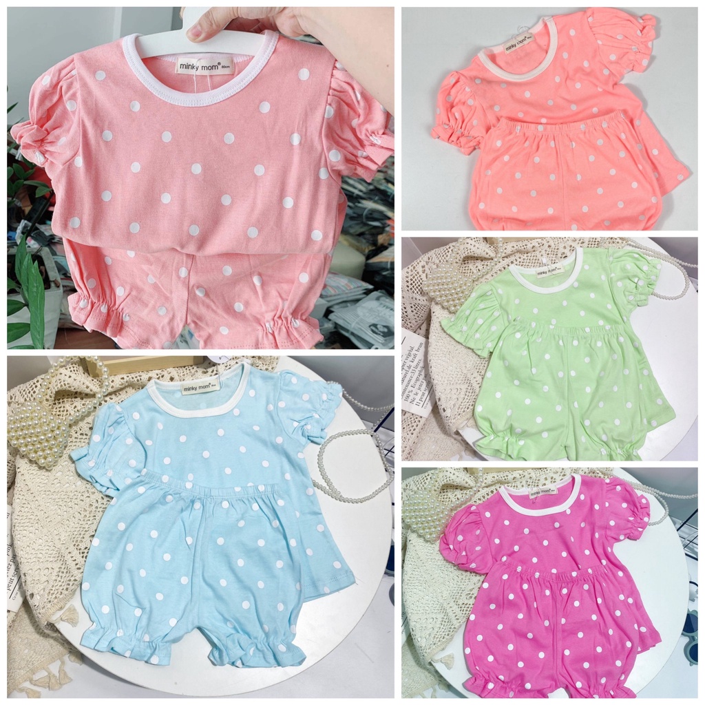 Bộ Cộc Tay COTTON HÀN MINKY MOM In Chấm Bị Tay Béo Cho Bé Gái TN-IN94