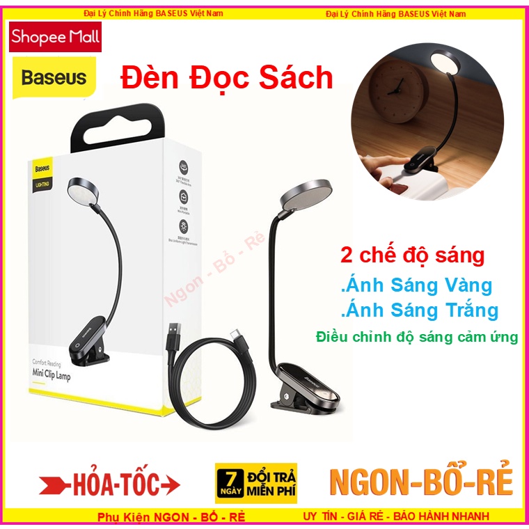 Đèn Đọc Sách Chống Cận Dạng Kẹp Baseus Mini Clip Lamp DGRAD-0G Thiết kế nhỏ gọn tiện dụng có thể mang theo mọi lúc