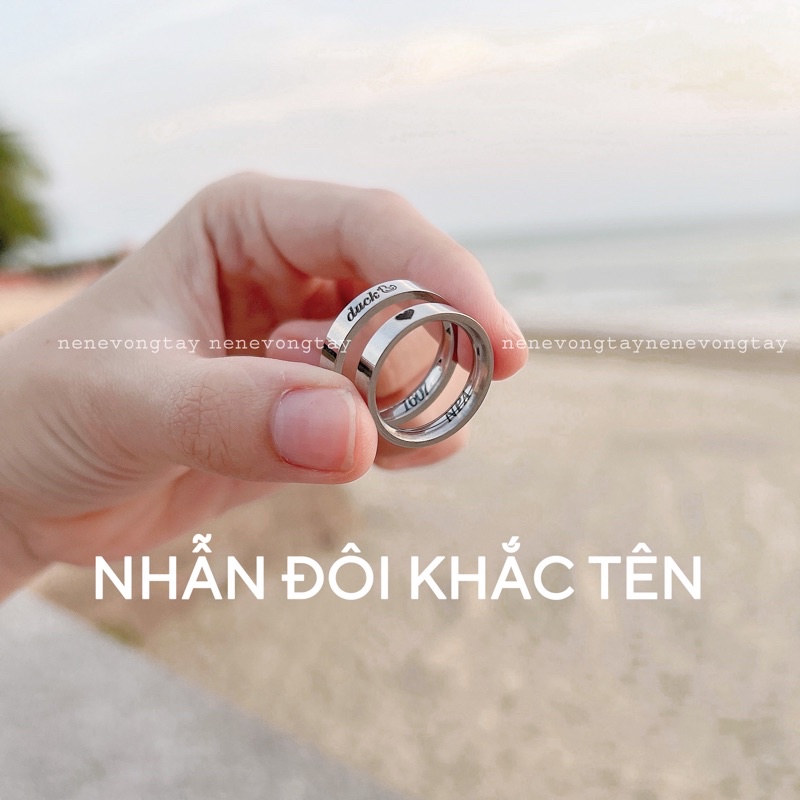 Nhẫn cặp đôi KHẮC TÊN INOX KHÔNG RỈ