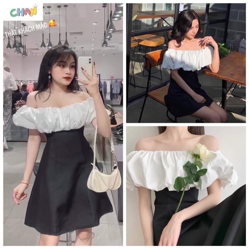 Váy trễ vai bèo trắng TC12