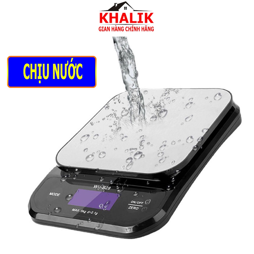 Cân điện tử nhà bếp chịu nước pin sạc lại KHALIK WH-B28 siêu bền độ chính xác cao - Fullbox