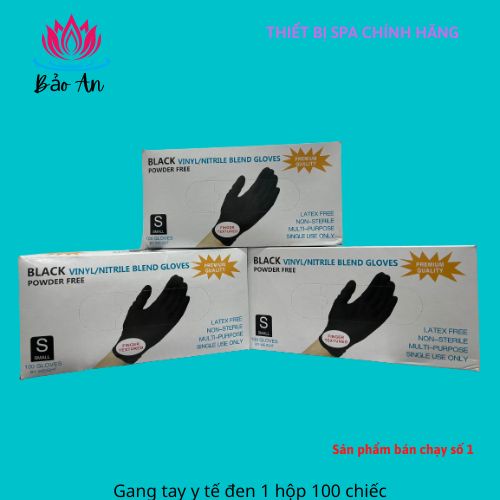 Gang tay y tế đen | bao tay y tế đen không bột 1 hộp 100 chiếc