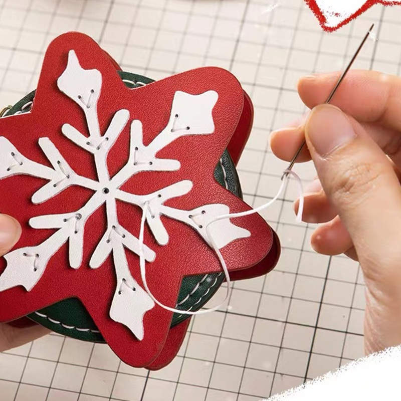 Ví Da Nhỏ Đựng Tiền Xu Kèm Móc Khóa DIY Phong Cách Giáng Sinh Cho Nữ