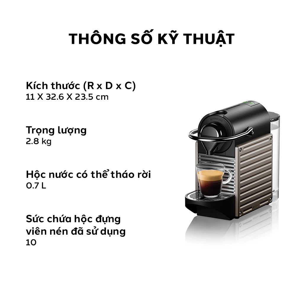 [Mã ELHADEV giảm 4% đơn 300K] Bộ máy pha cà phê Nespresso Pixie - Đen &amp; máy đánh sữa Aeroccino 3