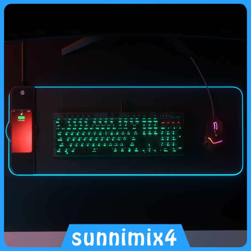 Miếng lót bàn phím 31.5x12x0.16\" 10W sạc không dây có đèn RGB cho pc
