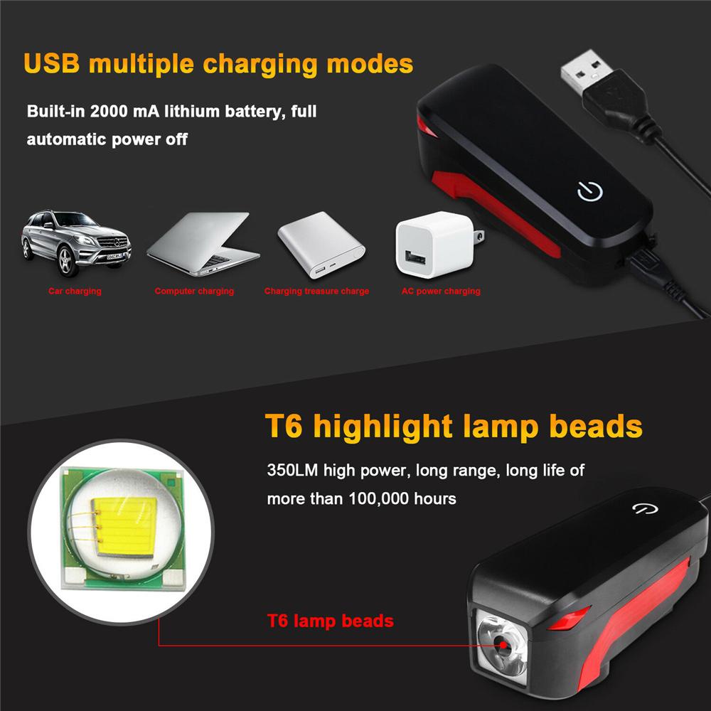 Đèn Chiếu Sáng Xe Đạp Sạc USB Kèm Còi Xe Tiện Dụng