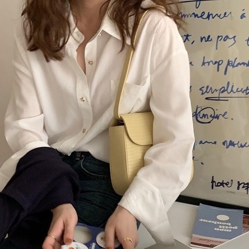 Áo Sơ Mi Tay Dài Cài Nút Vàng Thời Trang Hàn Quốc 21903