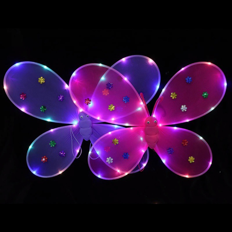 Bộ cánh bướm hóa trang có đèn led phát sáng đẹp lung linh ấn tượng cho bé gái tặng kèm pin