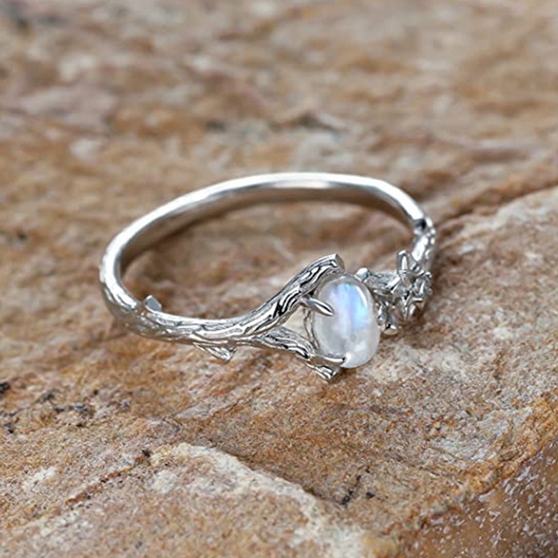 Nhẫn Đính Đá Mặt Trăng Tự Nhiên Dùng Làm Quà Tặng Sinh Nhật /