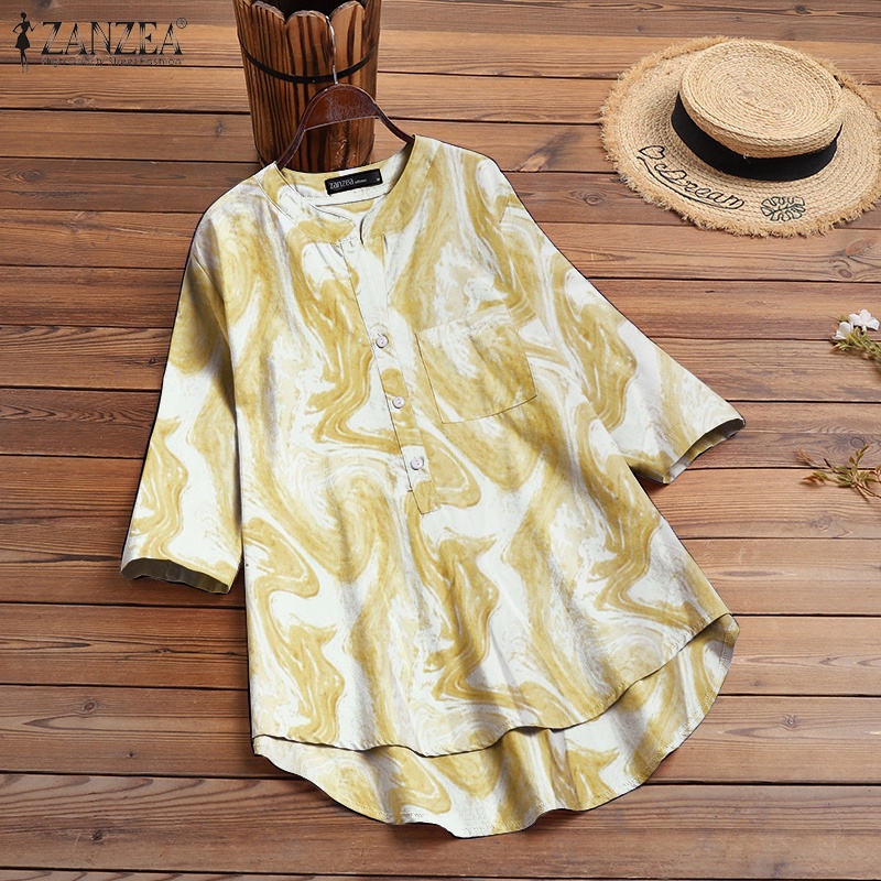 Zanzea Áo Nữ Tay 3 / 4 Cổ Tròn Thời Trang Cá Tính