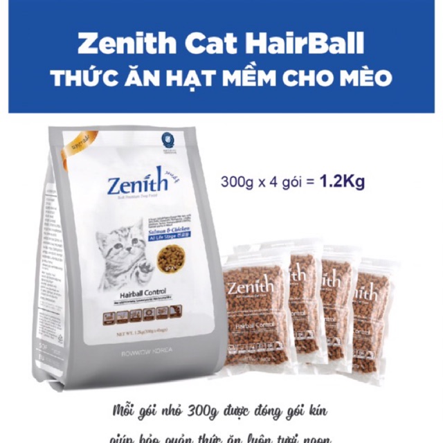 Thức ăn hạt mềm Hàn Quốc Zenith cho mèo - 1,2KG