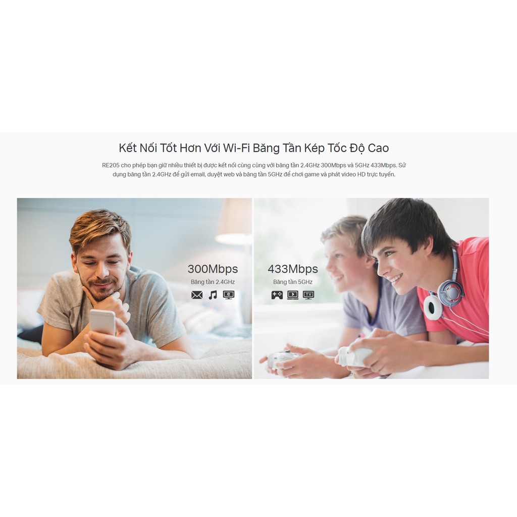 TPLink RE205 Bộ kích sóng Wifi băng tần kép AC750