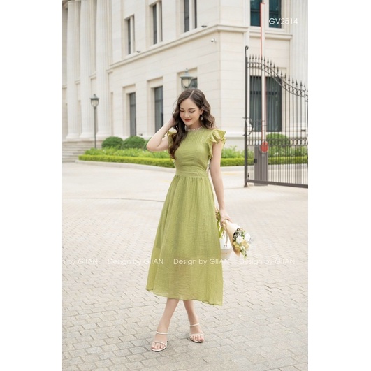 V821 - VÁY ĐŨI TƠ VIỀN REN TRÒN TAY BÈO 2 LỚP