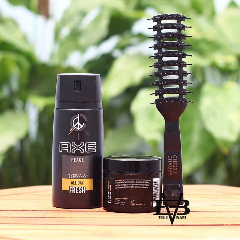 [CHÍNH HÃNG - BYVILAIN SHOP TPHCM] sáp vuốt tóc nam By Vilain Gold Digger + Xịt khử mùi AXE 150ml - Tặng kèm lược