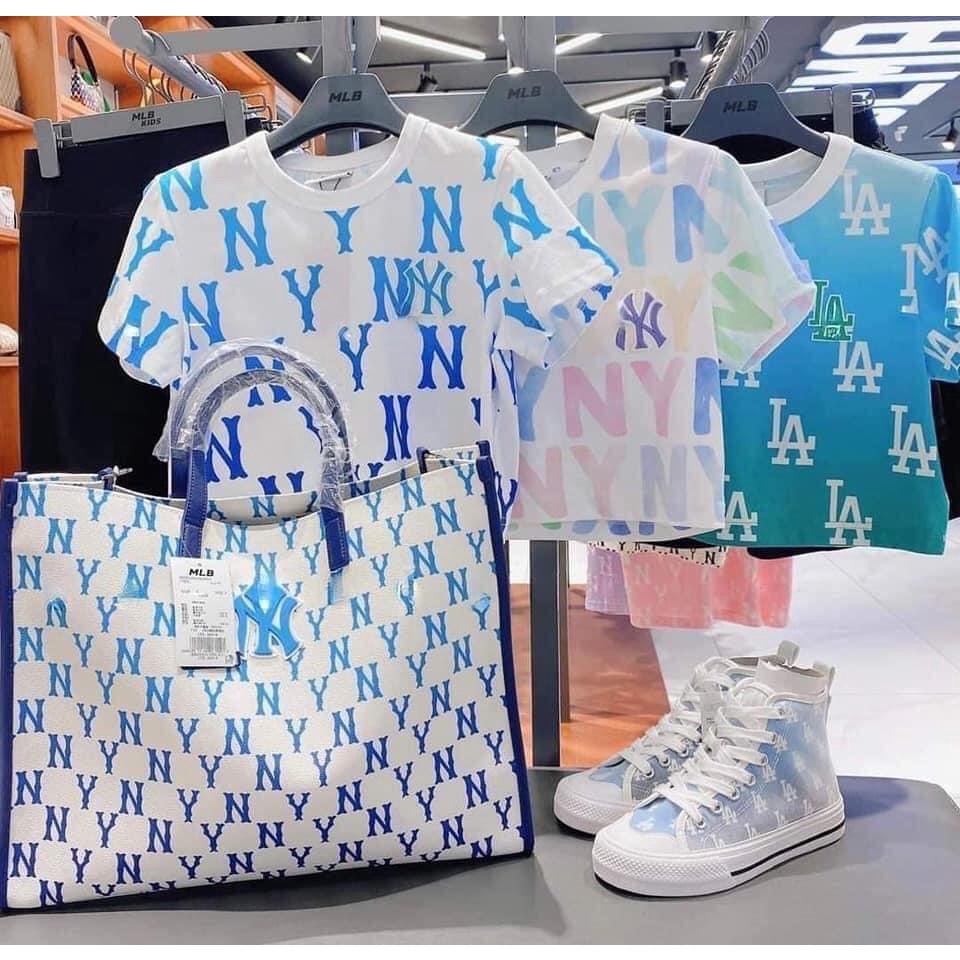 Túi tote bag MLB New York monogram chính hãng màu baby blue season 2022