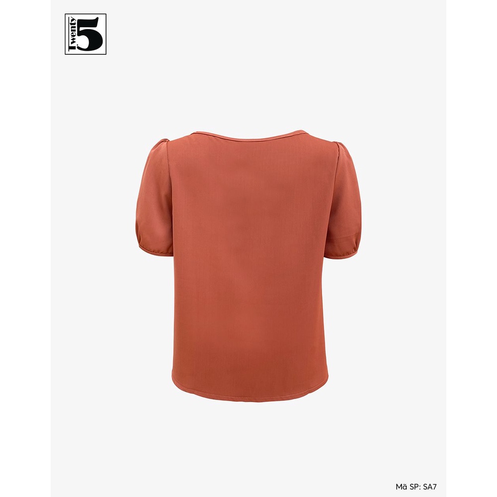 Áo sơ mi kiểu nữ công sở ngắn tay viền cổ cách điệu Twentyfive SA7