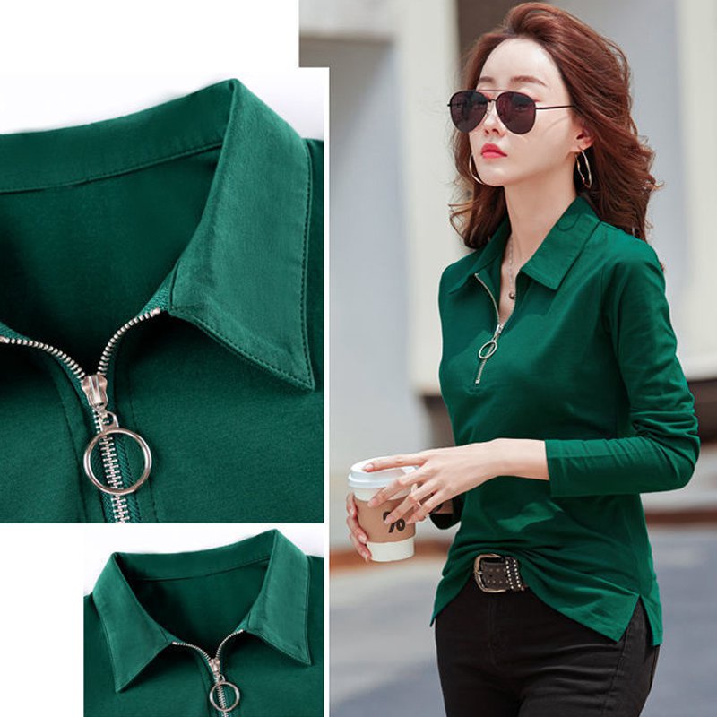 Áo polo Nữ Tay Dài Màu Trơn Thời Trang Size M-5XL