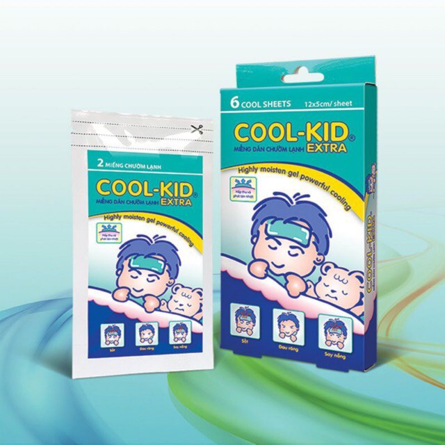 Miếng dán chườm lạnh hạ sốt cho trẻ em Cool Kid Extra hộp 6 miếng