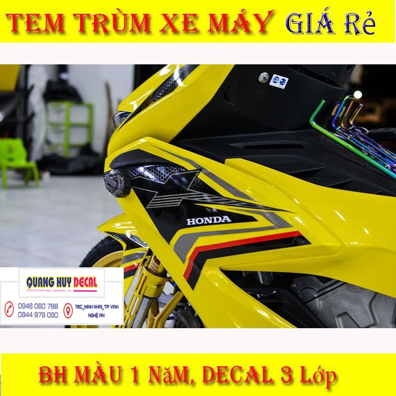 Tem trùm Winner X ♦FREESHIP♦ vàng đen, độ dán team decal xe thiết kế rẻ đẹp theo yêu cầu