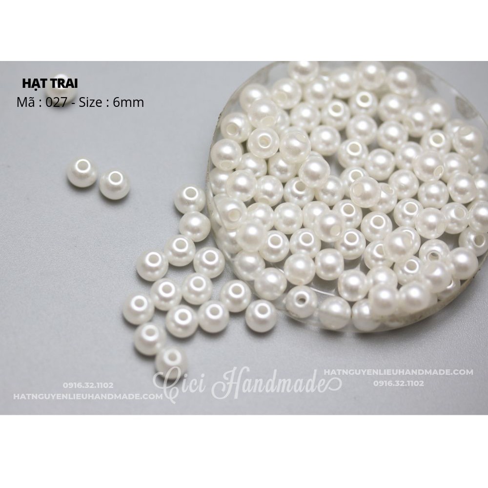 Hạt trai nhân tạo trắng ngà size 3-12mm Cici Handmade chuyên hạt đá hạt cườm hạt trang sức tự làm