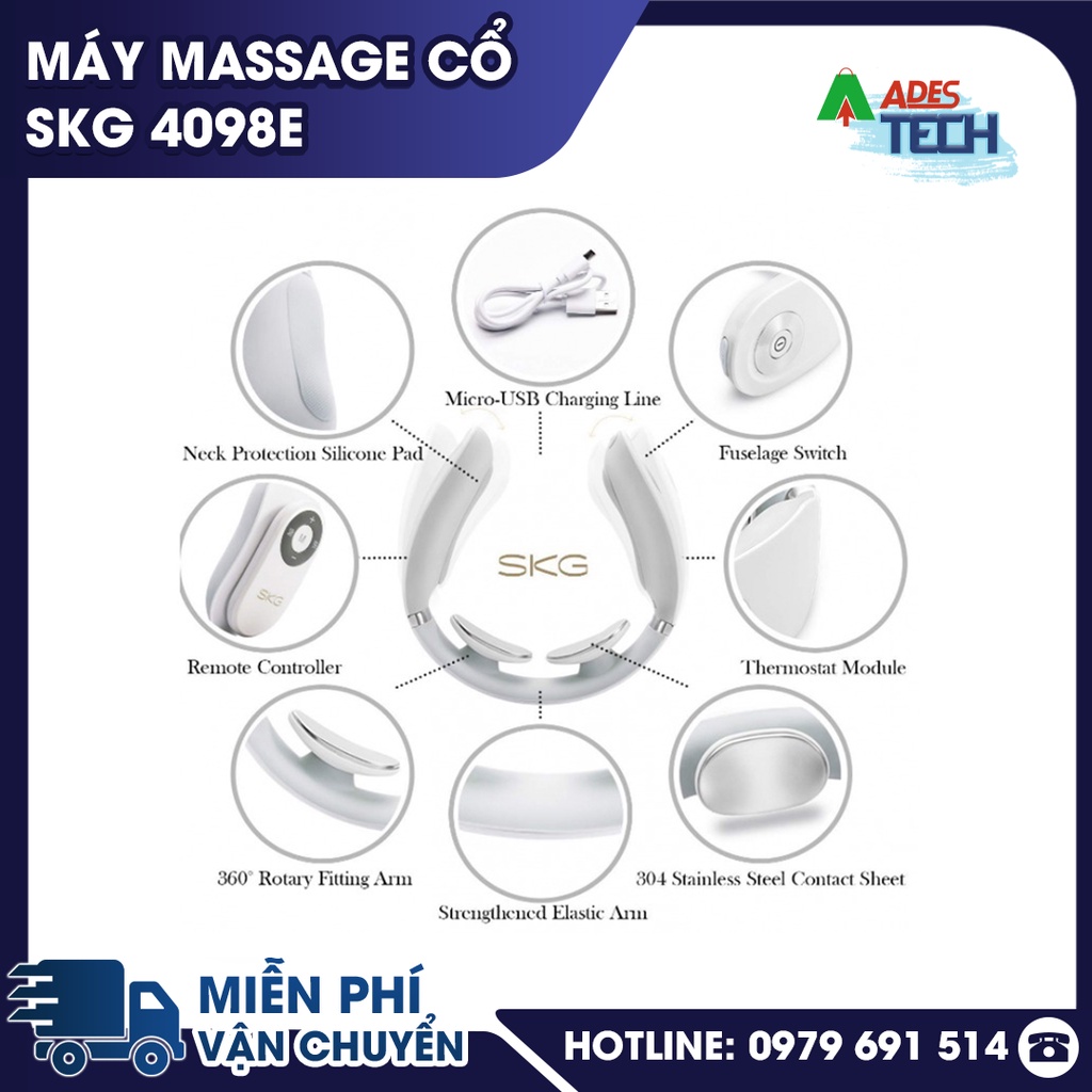 Máy massage cổ SKG 4098E - BẢO HÀNH 12 THÁNG - Công nghệ xung điện hiện đại