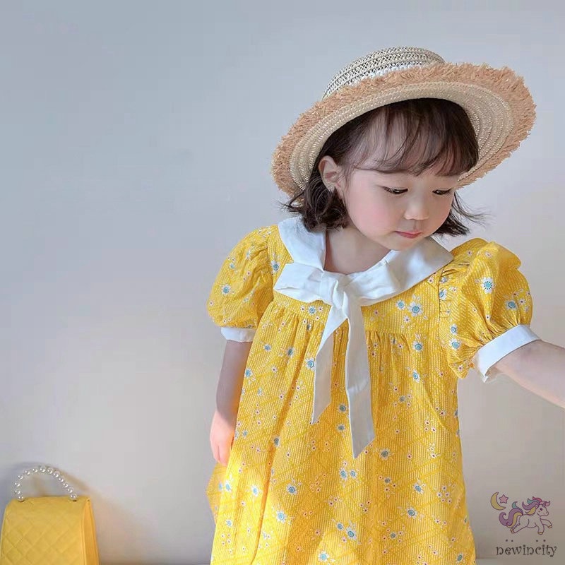 Đầm Xòe Công Chúa In Hoa Phong Cách Hàn Quốc Cho Bé Gái