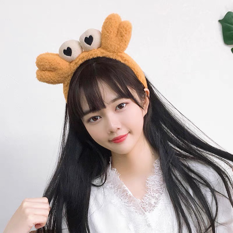 Bờm Cài Tóc Cua Mắt Lồi Nhiều Màu Xinh Xắn Phong Cách Hàn Quốc Băng Đô Rửa Mặt Hình Cua Sừng Hươu Cute Dễ Thương