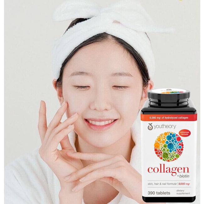 Viên Uống Bổ Sung Collagen Youtheory Cho Da, Tóc Và Móng Type 1 2 & 3 Skin, Hair & Nail Formula 390 Viên