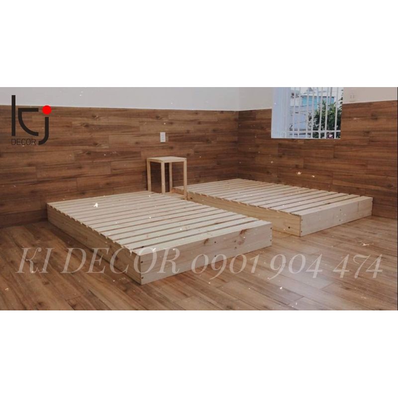 [KID115] - GIƯỜNG HỘP GỖ THÔNG 1.2*2M VÀ 1.4*2M