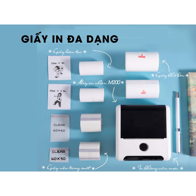 Máy In Nhãn Di Động M110, Bluetooth, In Qua App