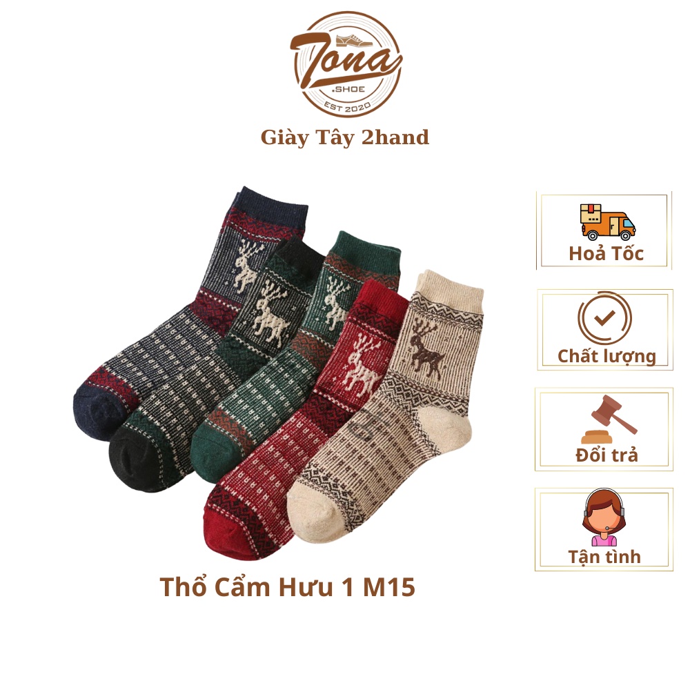 [TonaShoe] Tất Thổ Cẩm Hoạ Tiết Huơu M15