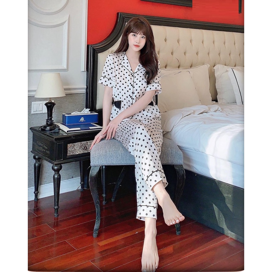 Đồ Bộ Ngủ Nữ Họa Tiết Chấm Bi Túi Thắt Nơ Siêu Cute C20 SWEET HOME | BigBuy360 - bigbuy360.vn